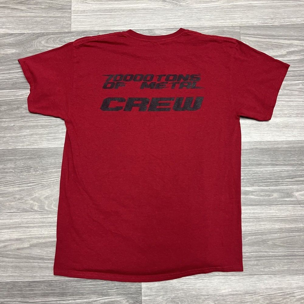 70000 Tons of Metal T-Shirt Mens M Maroon Red Crew Graphic Heavy Metal Crew